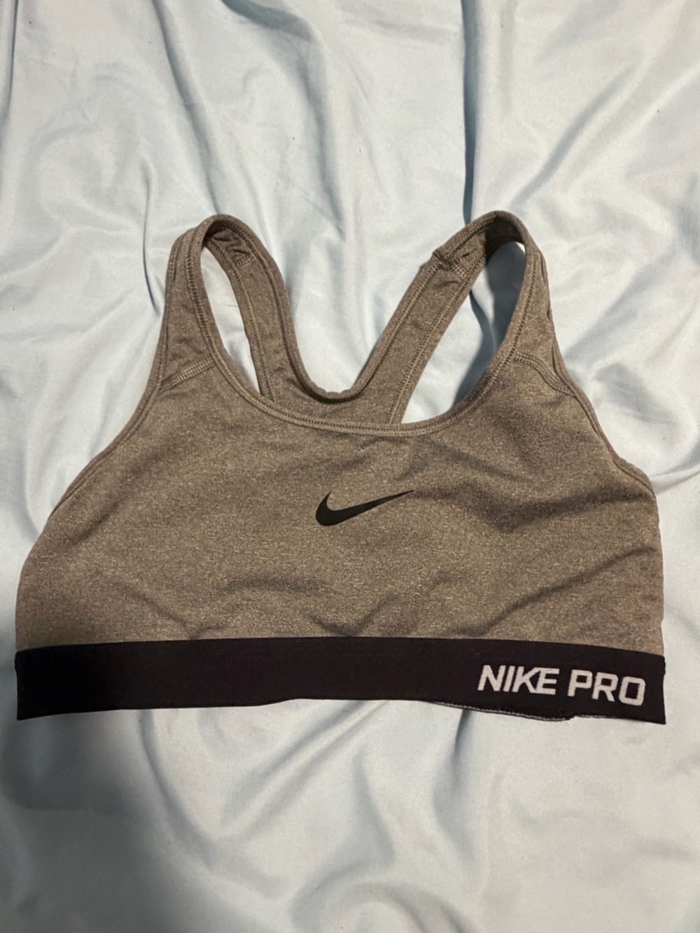 Nike Pro Grey Heather Sports Bra with Black Band